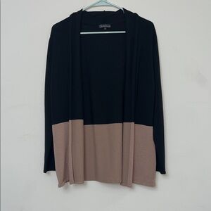 Christine Gerard Black and Tan Open Front Light Weight Cardigan Size Large